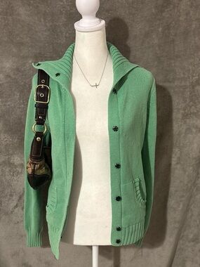 Vintage Y2K Green Preppy Button Up Knitted Cardigan